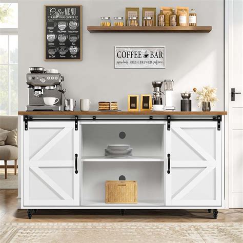 58-inch White Farmhouse Coffee Bar Cabinet with Barbados | Ubuy