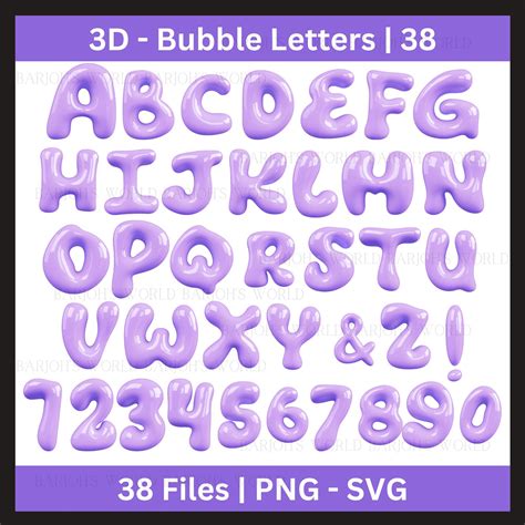 3d Purple SVG Bubble Letters | Retro Letters Svg | Svg Alphabet | Clip ...