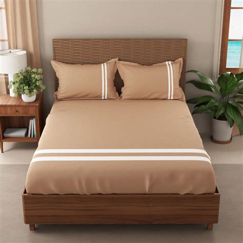 Buy NAUTICA Coastal Stripe Cotton 500TC 3Pcs Super King Bedsheet Set ...