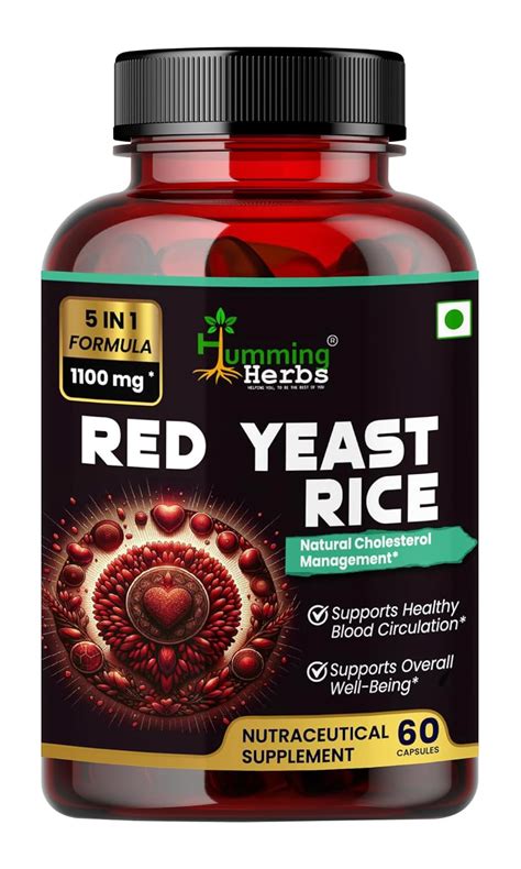 Humming Herbs Red Yeast Rice 500mg - Natural Cholesterol Support with ...