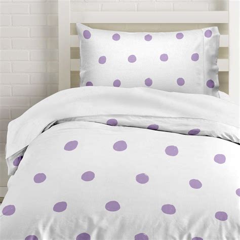 Lilac Polka Dot Duvet Cover Bedding, Soft and Wrinkle Free, White and ...