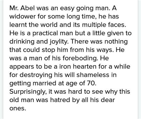 Character sketch of Abel merry weather in 150-180 words - Brainly.in