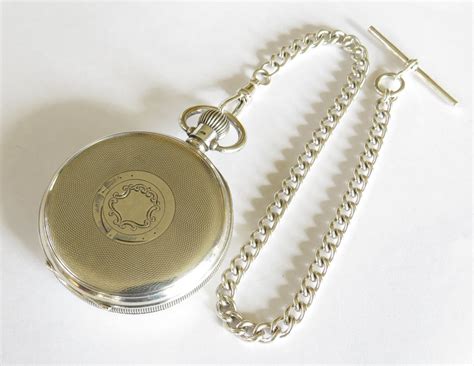 Antique Swiss Silver Pocket Watch And Chain