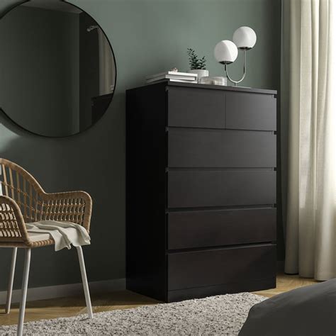 KULLEN chest of 5 drawers, black-brown, 70x40x112 cm (271/2x153/4x441/8 ...