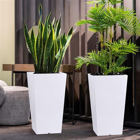 Buy QCQHDU Tall Planters for Outdoor Plants Set of 2,Outdoor planters ...