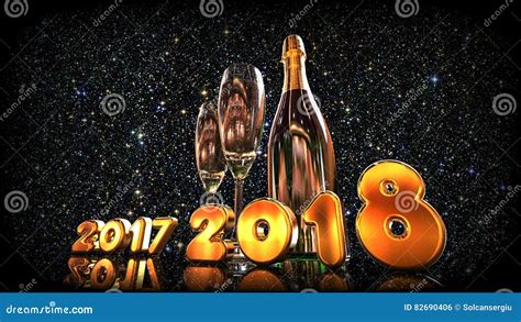 新年好2018年 库存例证. 插画 包括有 图象, 投反对票, 对象, 饮料, 液体, 欢呼, 烟花, 祝贺 - 82690406