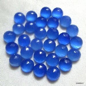 Buy 5 Pieces Dome 8mm BLUE Chalcedony Rosecut Round Micro Faceted ...
