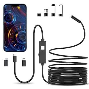 AOPICK Endoscope Inspection Camera, USB Borescope with 8 LED Light, 7 ...