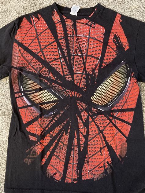 VINTAGE MARVEL Spider-Man Face Shirt Black Size Mediu… - Gem