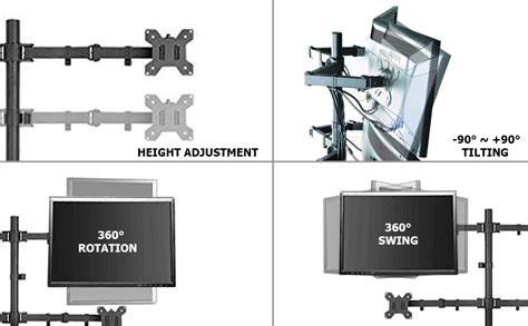 Rife Free Standing Height Adjustable Monitor Mounts for 2, 3, 4 Arms 17 ...