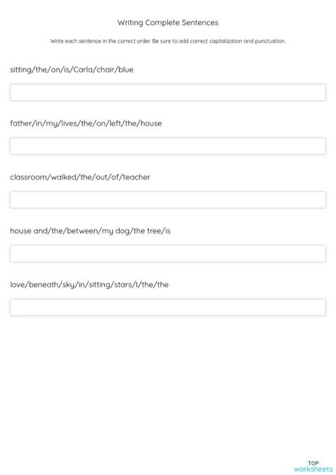 Image result for Writing Complete Sentences Worksheets
