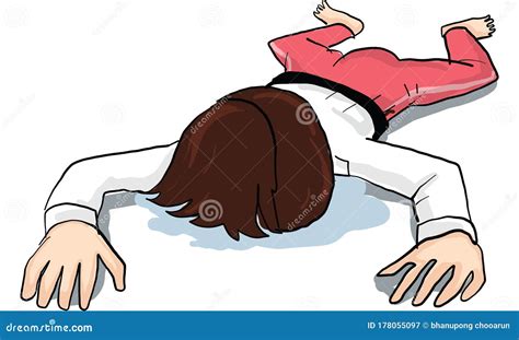 Cartoon of Man in White Suit Action Lay Down on the Floor Stock Vector ...