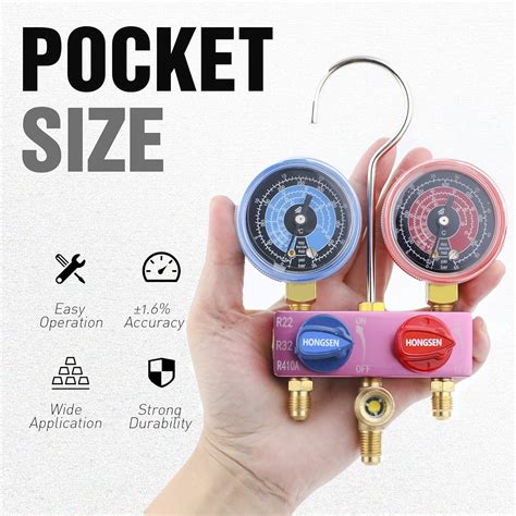 Buy HONGSEN AC Manifold Gauge Set AC Gauges for R410a R32 R22 ...
