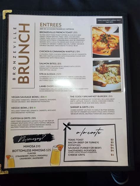 Bronzeville Kitchen and Lounge Menu - Updated August 2025