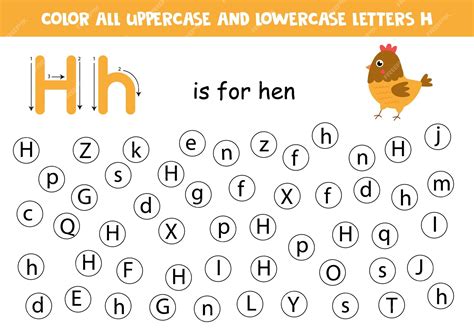 Premium Vector | Find and color all letters H Educational worksheet for learning alphabet
