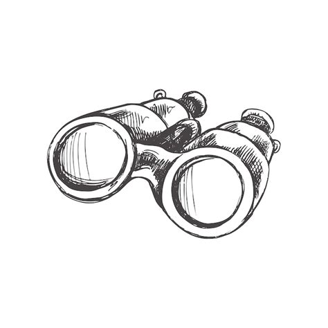 Hand drawn sketch of binoculars isolated on white background | Premium ...