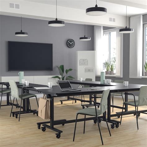 MITTZON foldable table with castors, black, 140x70 cm (551/8x271/2") - IKEA