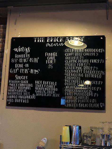Menu at Brick Alley pub & bar, Frankfort