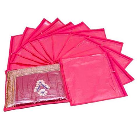 DMS RETAIL DMS Reatil Single Packing Pink Saree Cover 3 Pcs Combo ...