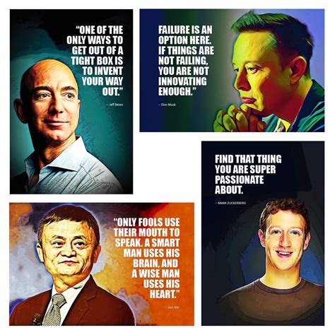 Buy Elon Musk, Jeff Bezos, Jack Ma, Mark Zuckerberg Motivational Wall s ...