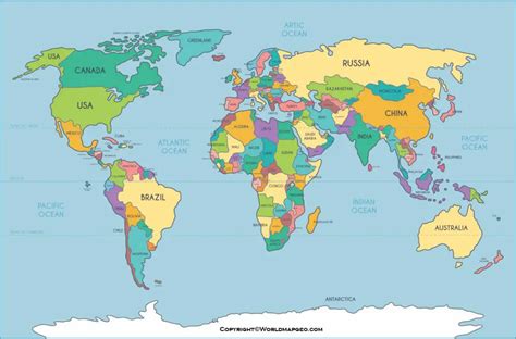 Simple World Map with Countries Labeled 的图像结果