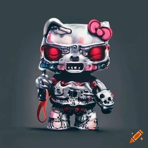 Fan art of a hello kitty dressed as a terminator on Craiyon