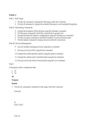 USP Lab Week2 Tasks - USP LAB Week 2 Theory 1. Disk Usage and File ...