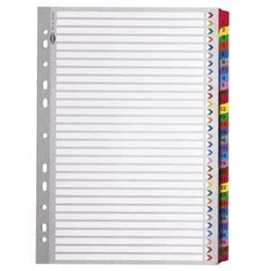 Pre-Punched PVC File Dividers, Index 1-31,A4, 31 Sheets/Set - 5 sets ...
