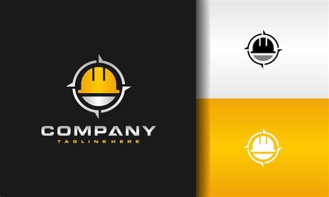 Bauhelm mit Kompass-Logo | Premium Vektor