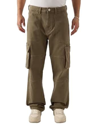 The Souled Store Solids: Brown Men and Boys Regular Fit Cotton Cargo ...