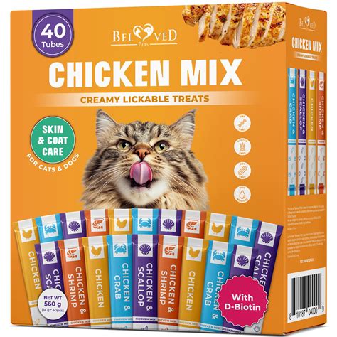 Beloved Pets Creamy Lickable Cat Treats & Wet Squeeze Tubes – Chicken ...