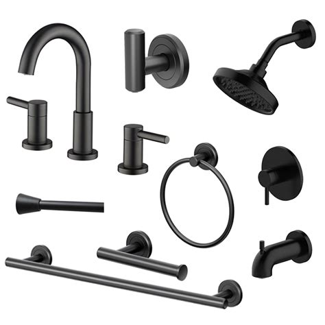 Shop allen + roth Harlow Matte Black Widespread Faucet and Bath ...