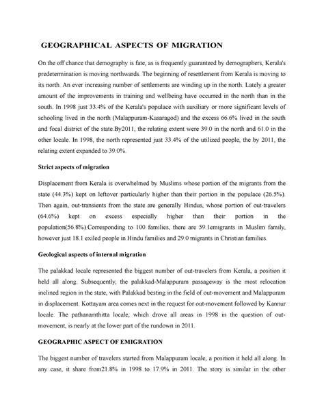 Geographical Aspects of Migration - GEOGRAPHICAL ASPECTS OF MIGRATION ...