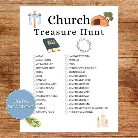 Church scavenger hunt for kids church treasure hunt sunday school game ...