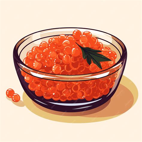 Premium Vector | Red salmon caviar in a bowl fish roe healthy luxury delicacy vector illustration