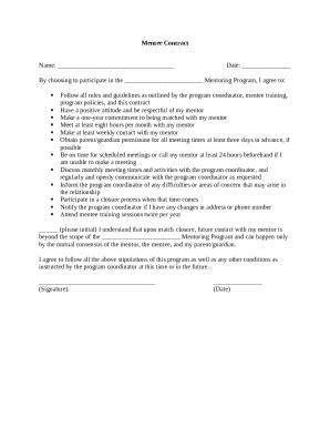 Mentee Contract for Mentorship Program Doc Template | pdfFiller