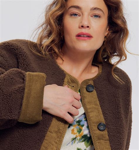 Oversized fabric fleece jacket - Chestnut brown