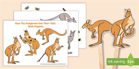 How the Kangaroos Got Their Tails Stick Puppets retell drama