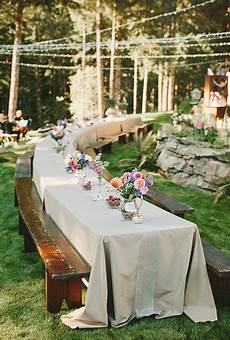 21 Essentials For A High Style Backyard Wedding by Banquet Reception Table With Slate Tablecloth 21 Essentials For A High Style Backyard Wedding