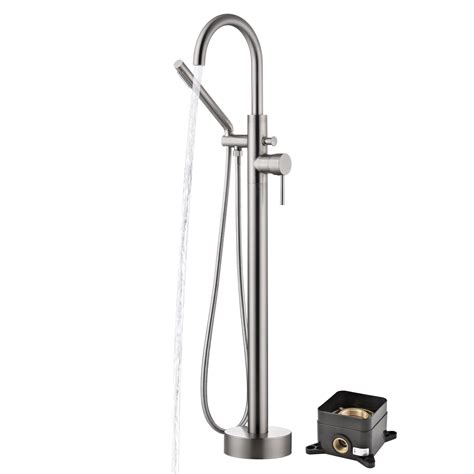 sumerain Freestanding Tub Faucet Brushed Nickel Floor Mounted Tub ...