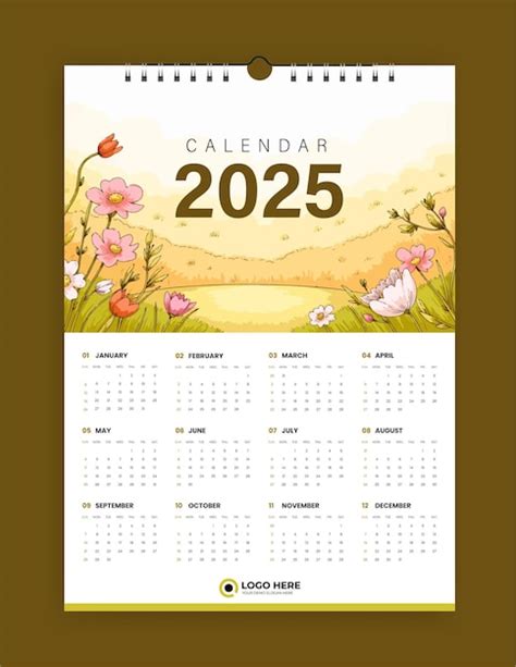 Wandkalender 2025 Kreative Vorlage kostenlos herunterladen | Premium Vektor