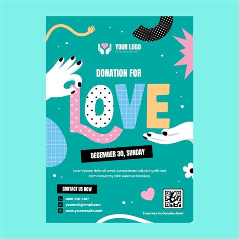 Hand drawn fundraising event poster | Premium Vector