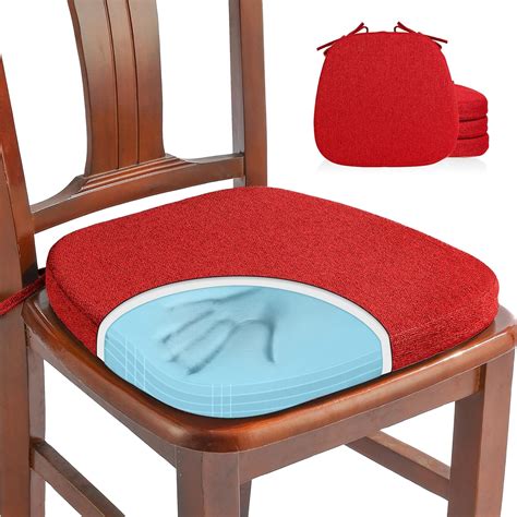 Amazon.com: SINOSSO 4 Pack Memory Foam Chair Cushions for Dining Chairs ...