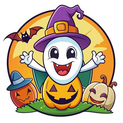 Funny halloween ghost mascot logo | Premium AI-generated vector