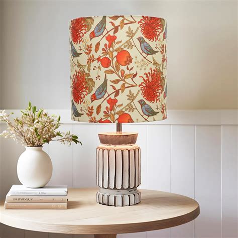 Buy Homesake Table Lamp Floral Carved White Wood with Shade | Antique ...