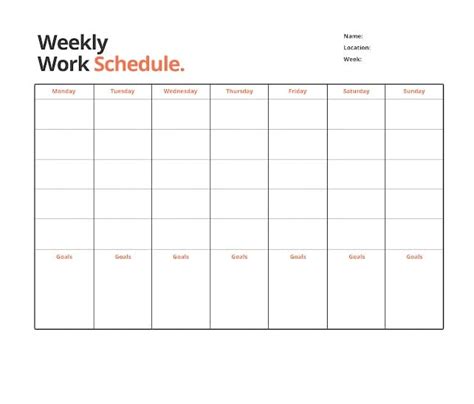 Free Printable Work Schedule 的图像结果