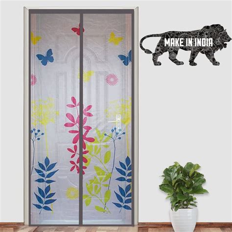 LifeKrafts Polyester Door Mosquito Net with Magnets | Color Floral ...