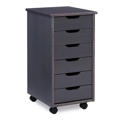 Linon Cary 6-Drawer Rolling Storage Cart
