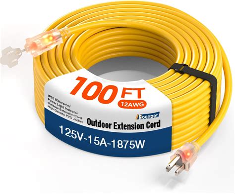 BBOUNDER 100 FT Outdoor Extension Cord Waterproof, 12/3 SJTW Heavy Duty ...