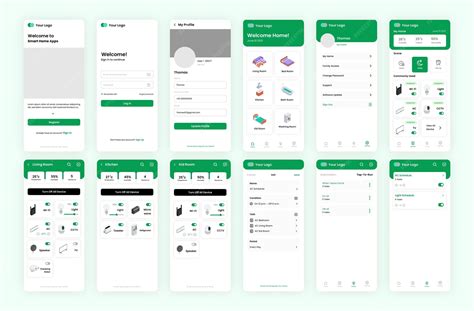 Premium Vector | 18 screen smart home app interface